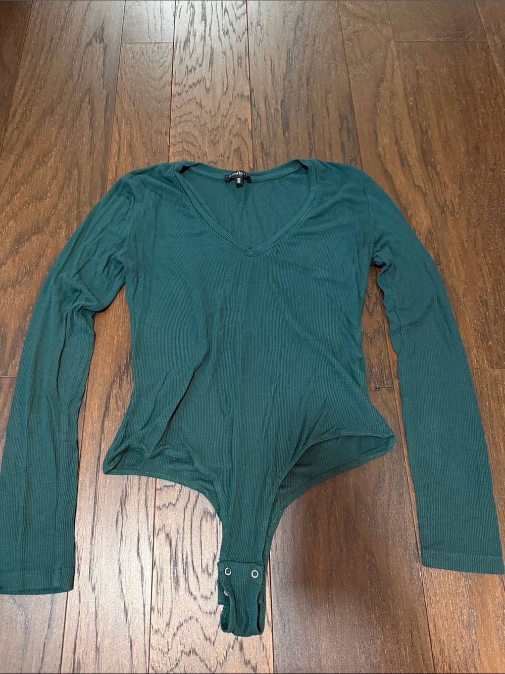 Dynamite Green V-Neck Long Sleeve Bodysuit